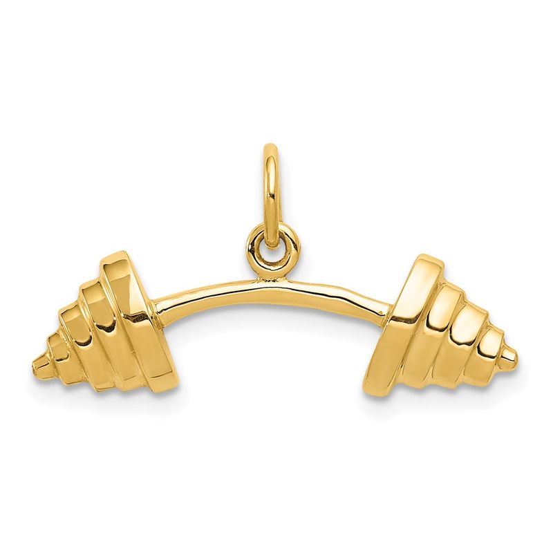 14k Yellow Gold Curved Barbell Pendant